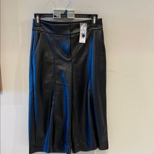 Black Faux Leather Gaucho Pants